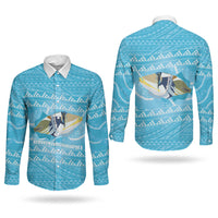 Aloha Hawaii Humuhumu Reef Triggerfish Couples Matching Off Shoulder Short Dress and Long Sleeve Button Shirt Hawaiian Leis Kakau Pattern LT14 - Polynesian Pride