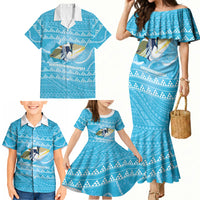 Aloha Hawaii Humuhumu Reef Triggerfish Family Matching Mermaid Dress and Hawaiian Shirt Hawaiian Leis Kakau Pattern LT14 - Polynesian Pride