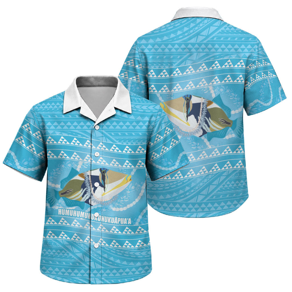 Aloha Hawaii Humuhumu Reef Triggerfish Family Matching Mermaid Dress and Hawaiian Shirt Hawaiian Leis Kakau Pattern LT14 Son's Shirt Blue - Polynesian Pride