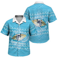 Aloha Hawaii Humuhumu Reef Triggerfish Family Matching Mermaid Dress and Hawaiian Shirt Hawaiian Leis Kakau Pattern LT14 Son's Shirt Blue - Polynesian Pride