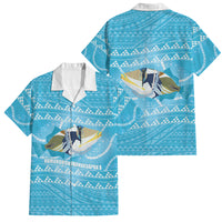 Aloha Hawaii Humuhumu Reef Triggerfish Family Matching Off The Shoulder Long Sleeve Dress and Hawaiian Shirt Hawaiian Leis Kakau Pattern LT14 Dad's Shirt - Short Sleeve Blue - Polynesian Pride
