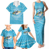 Aloha Hawaii Humuhumu Reef Triggerfish Family Matching Tank Maxi Dress and Hawaiian Shirt Hawaiian Leis Kakau Pattern LT14 - Polynesian Pride
