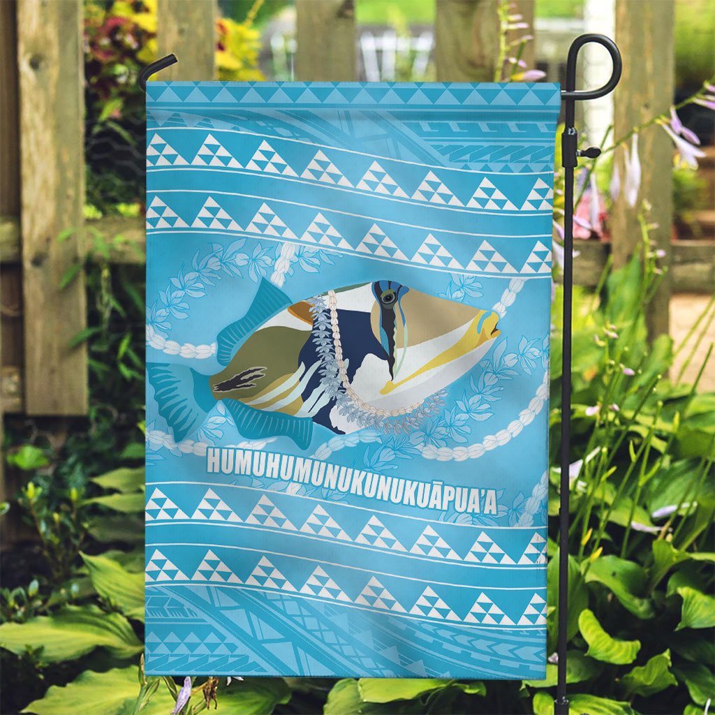 Aloha Hawaii Humuhumu Reef Triggerfish Garden Flag Hawaiian Leis Kakau Pattern LT14 Garden Flag Blue - Polynesian Pride