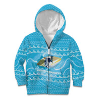 Aloha Hawaii Humuhumu Reef Triggerfish Kid Hoodie Hawaiian Leis Kakau Pattern LT14 Zip Hoodie Blue - Polynesian Pride