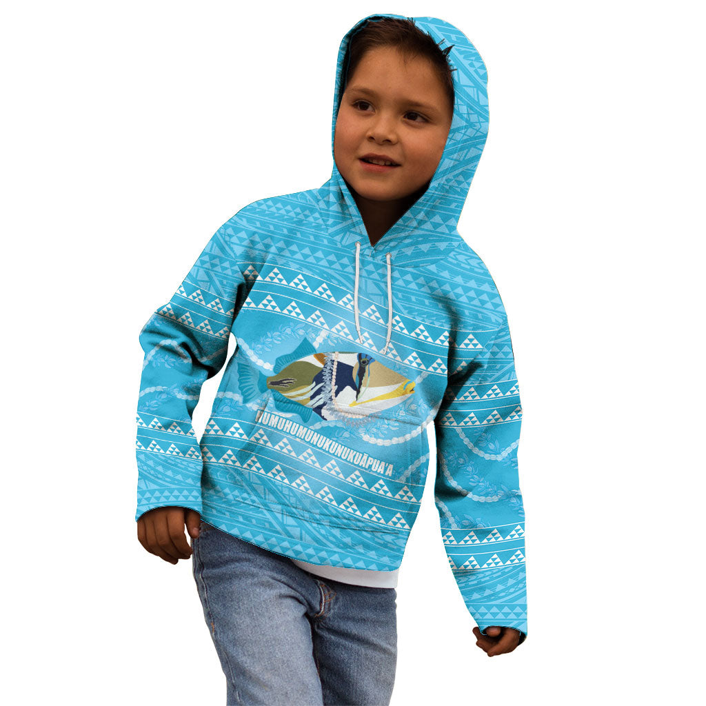 Aloha Hawaii Humuhumu Reef Triggerfish Kid Hoodie Hawaiian Leis Kakau Pattern LT14 - Polynesian Pride