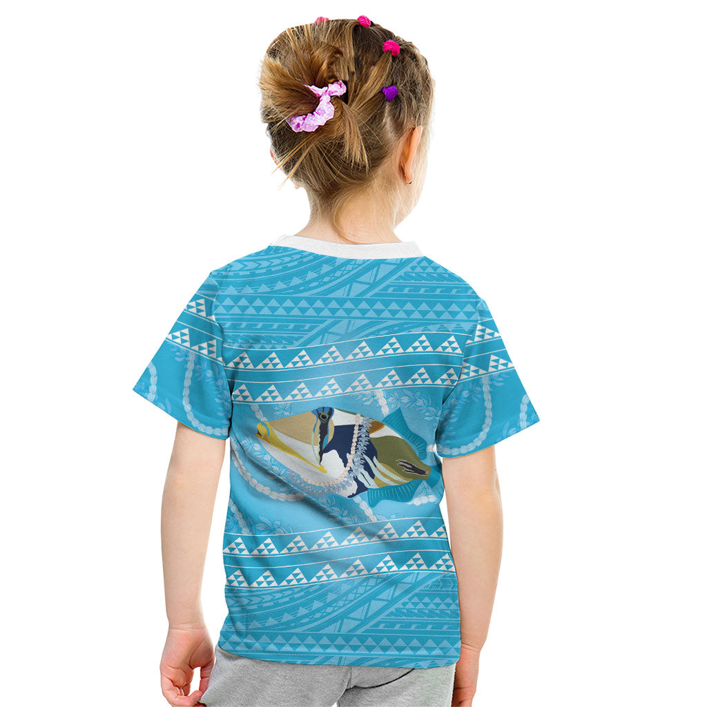 Aloha Hawaii Humuhumu Reef Triggerfish Kid T Shirt Hawaiian Leis Kakau Pattern LT14 - Polynesian Pride