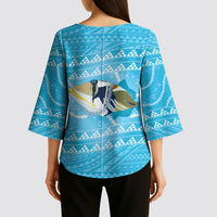 Aloha Hawaii Humuhumu Reef Triggerfish Kimono Sleeve Blouse Hawaiian Leis Kakau Pattern LT14 - Polynesian Pride