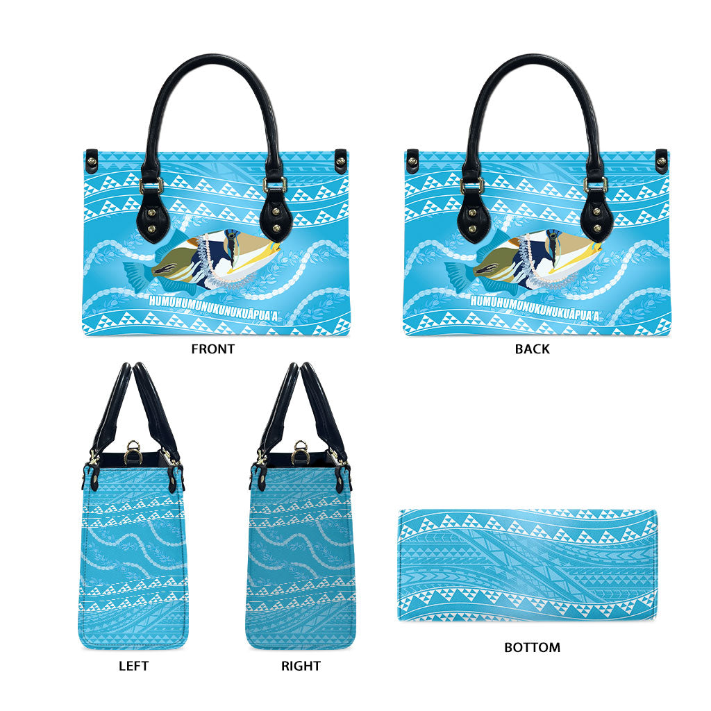 Aloha Hawaii Humuhumu Reef Triggerfish Leather Bag Hawaiian Leis Kakau Pattern LT14 - Polynesian Pride