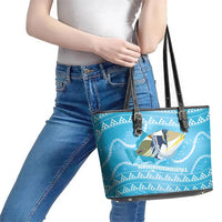 Aloha Hawaii Humuhumu Reef Triggerfish Leather Tote Bag Hawaiian Leis Kakau Pattern LT14 - Polynesian Pride