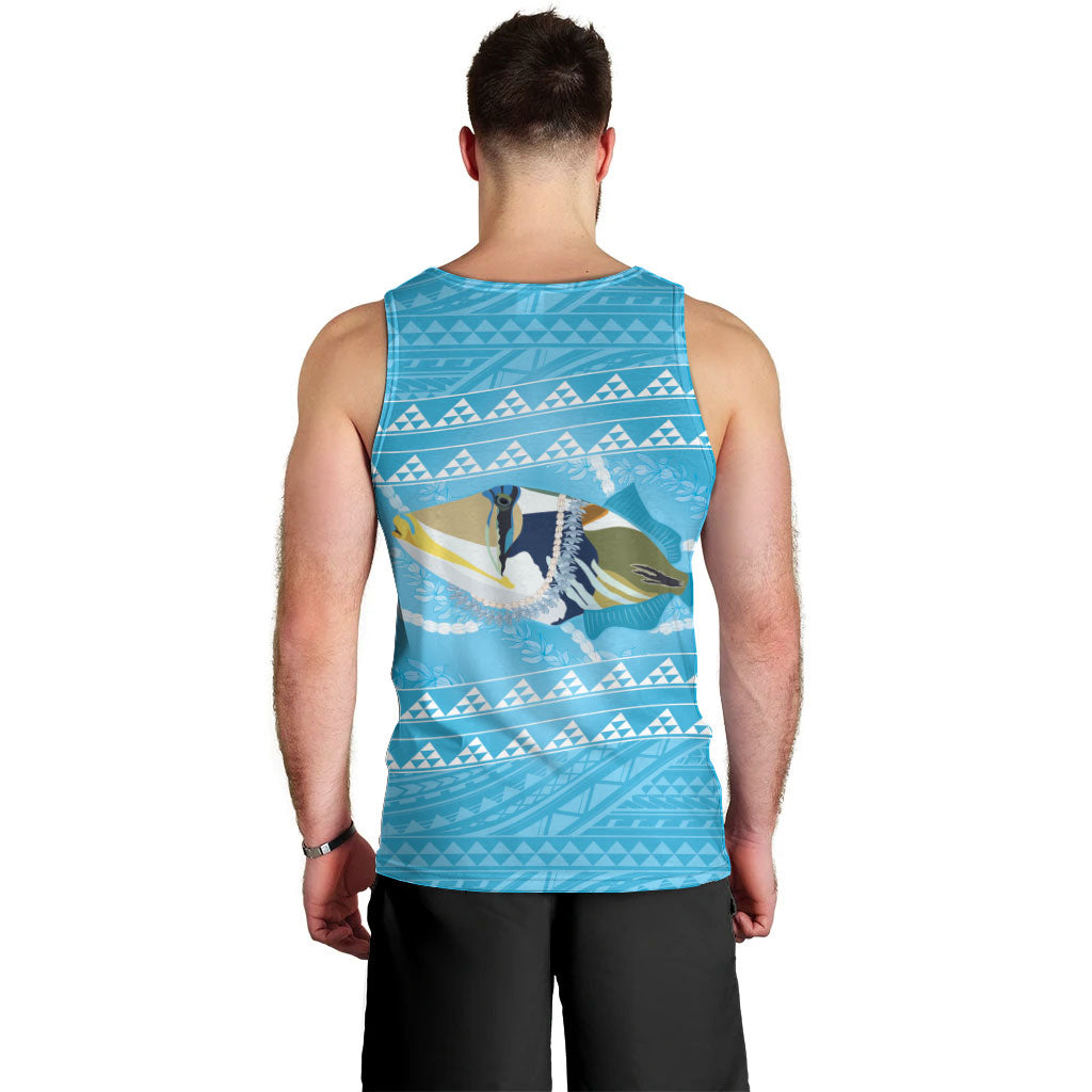 Aloha Hawaii Humuhumu Reef Triggerfish Men Tank Top Hawaiian Leis Kakau Pattern LT14 - Polynesian Pride