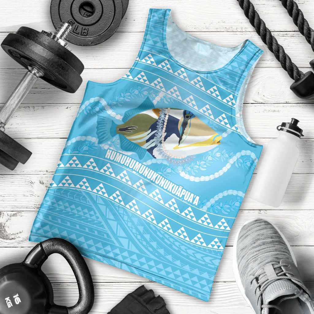 Aloha Hawaii Humuhumu Reef Triggerfish Men Tank Top Hawaiian Leis Kakau Pattern LT14 - Polynesian Pride