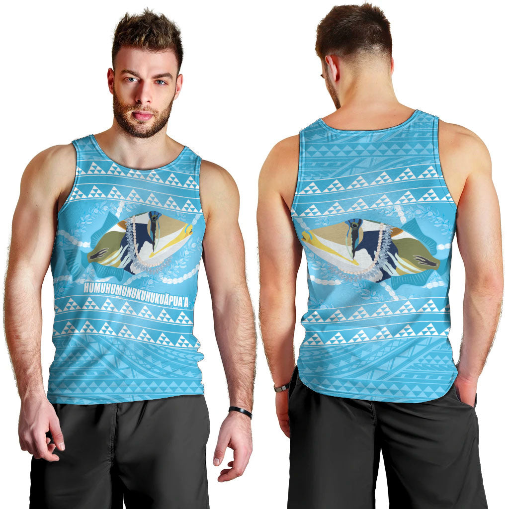 Aloha Hawaii Humuhumu Reef Triggerfish Men Tank Top Hawaiian Leis Kakau Pattern LT14 - Polynesian Pride