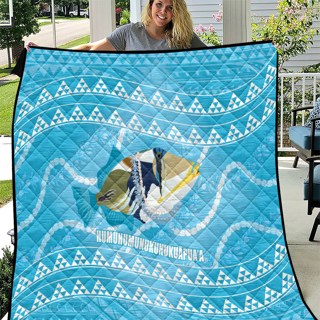 Aloha Hawaii Humuhumu Reef Triggerfish Quilt Hawaiian Leis Kakau Pattern LT14 Blue - Polynesian Pride