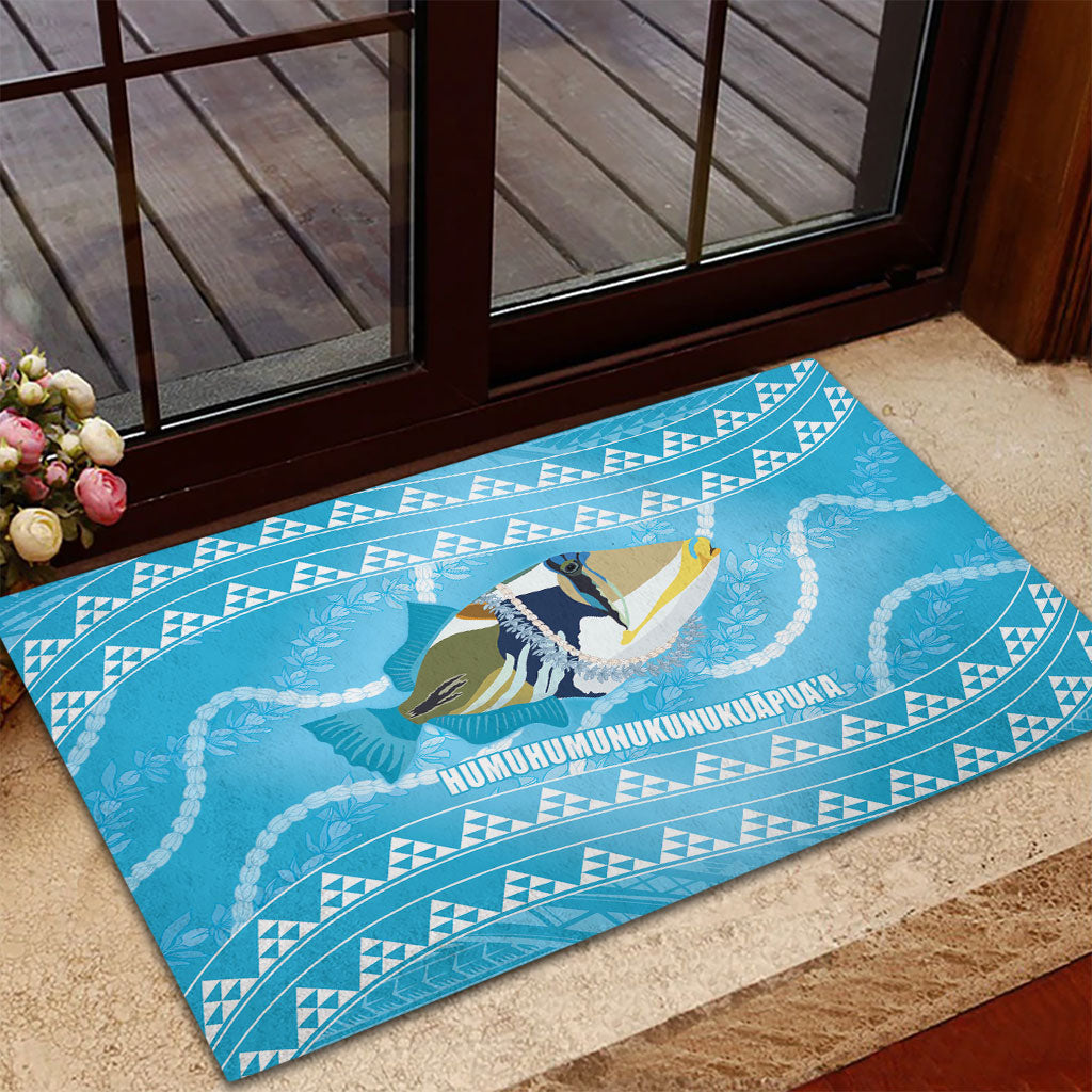 Aloha Hawaii Humuhumu Reef Triggerfish Rubber Doormat Hawaiian Leis Kakau Pattern LT14 - Polynesian Pride