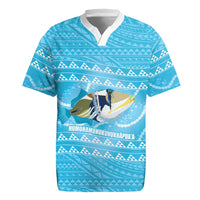 Aloha Hawaii Humuhumu Reef Triggerfish Rugby Jersey Hawaiian Leis Kakau Pattern LT14 Blue - Polynesian Pride