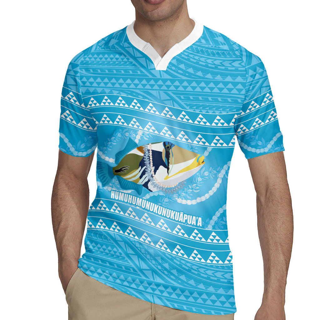 Aloha Hawaii Humuhumu Reef Triggerfish Rugby Jersey Hawaiian Leis Kakau Pattern LT14 - Polynesian Pride