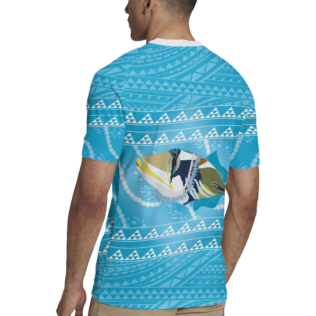 Aloha Hawaii Humuhumu Reef Triggerfish Rugby Jersey Hawaiian Leis Kakau Pattern LT14 - Polynesian Pride