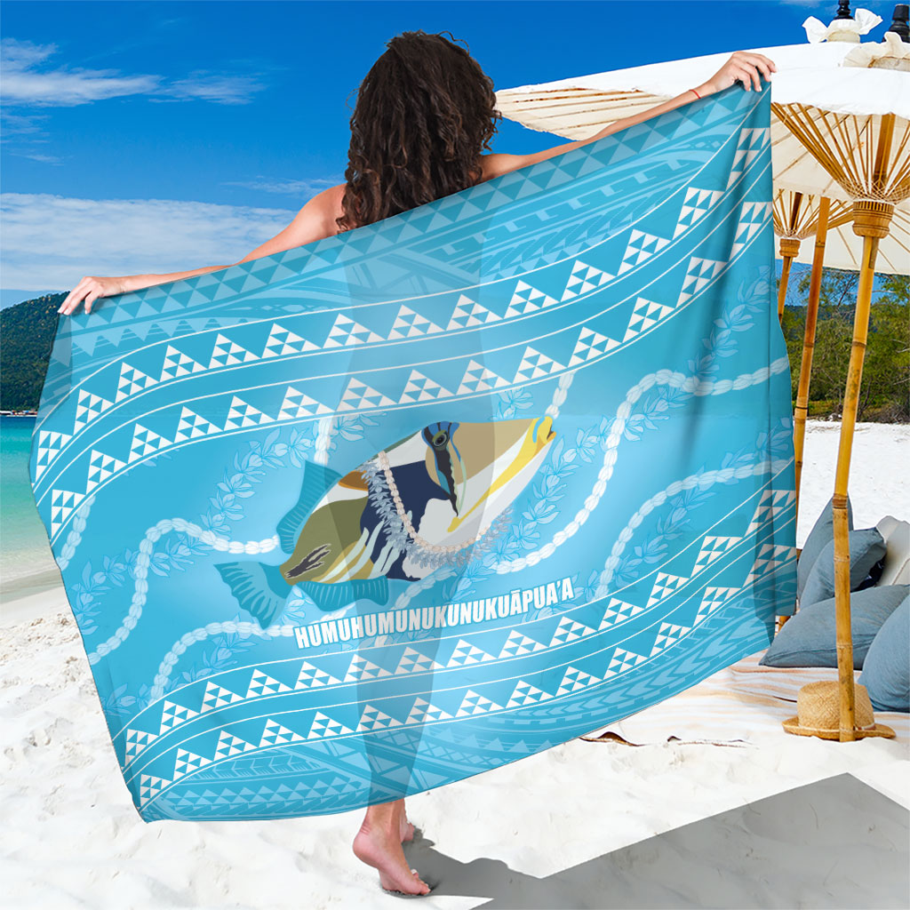 Aloha Hawaii Humuhumu Reef Triggerfish Sarong Hawaiian Leis Kakau Pattern LT14 One Size 44 x 66 inches Blue - Polynesian Pride