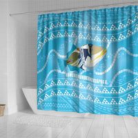 Aloha Hawaii Humuhumu Reef Triggerfish Shower Curtain Hawaiian Leis Kakau Pattern LT14 - Polynesian Pride