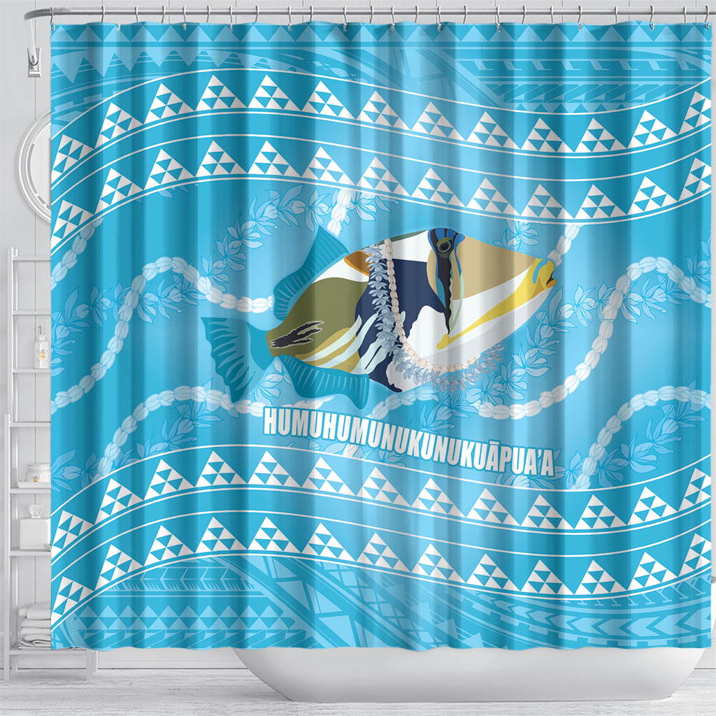 Aloha Hawaii Humuhumu Reef Triggerfish Shower Curtain Hawaiian Leis Kakau Pattern LT14 - Polynesian Pride