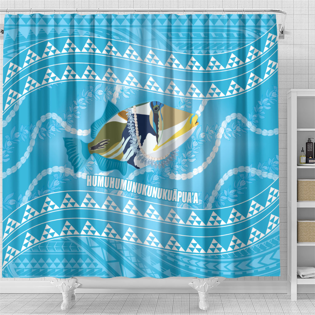 Aloha Hawaii Humuhumu Reef Triggerfish Shower Curtain Hawaiian Leis Kakau Pattern LT14 - Polynesian Pride
