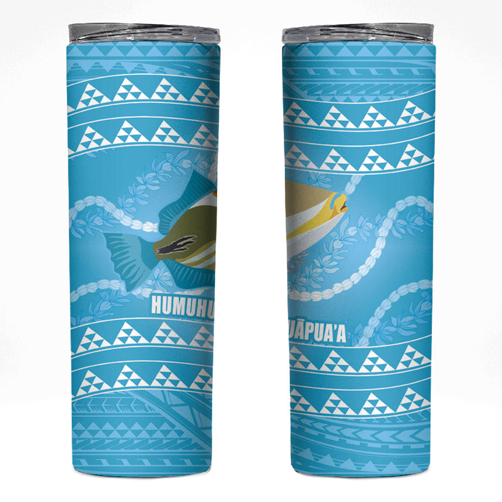 Aloha Hawaii Humuhumu Reef Triggerfish Skinny Tumbler Hawaiian Leis Kakau Pattern LT14 Blue - Polynesian Pride