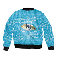 Aloha Hawaii Humuhumu Reef Triggerfish Sleeve Zip Bomber Jacket Hawaiian Leis Kakau Pattern LT14 - Polynesian Pride