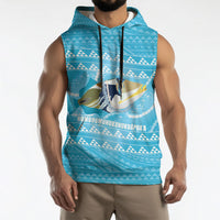Aloha Hawaii Humuhumu Reef Triggerfish Sleeveless Hoodie Hawaiian Leis Kakau Pattern LT14 - Polynesian Pride