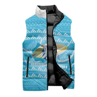 Aloha Hawaii Humuhumu Reef Triggerfish Sleeveless Puffer Jacket Hawaiian Leis Kakau Pattern LT14 - Polynesian Pride