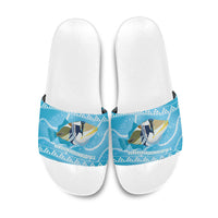 Aloha Hawaii Humuhumu Reef Triggerfish Slide Sandals Hawaiian Leis Kakau Pattern LT14 Blue - Polynesian Pride