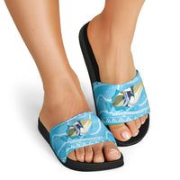 Aloha Hawaii Humuhumu Reef Triggerfish Slide Sandals Hawaiian Leis Kakau Pattern LT14 - Polynesian Pride