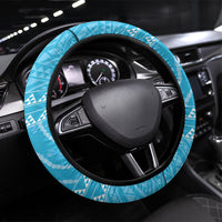 Aloha Hawaii Humuhumu Reef Triggerfish Steering Wheel Cover Hawaiian Leis Kakau Pattern LT14 Universal Fit Blue - Polynesian Pride