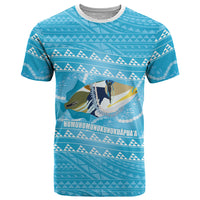 Aloha Hawaii Humuhumu Reef Triggerfish T Shirt Hawaiian Leis Kakau Pattern LT14 Blue - Polynesian Pride