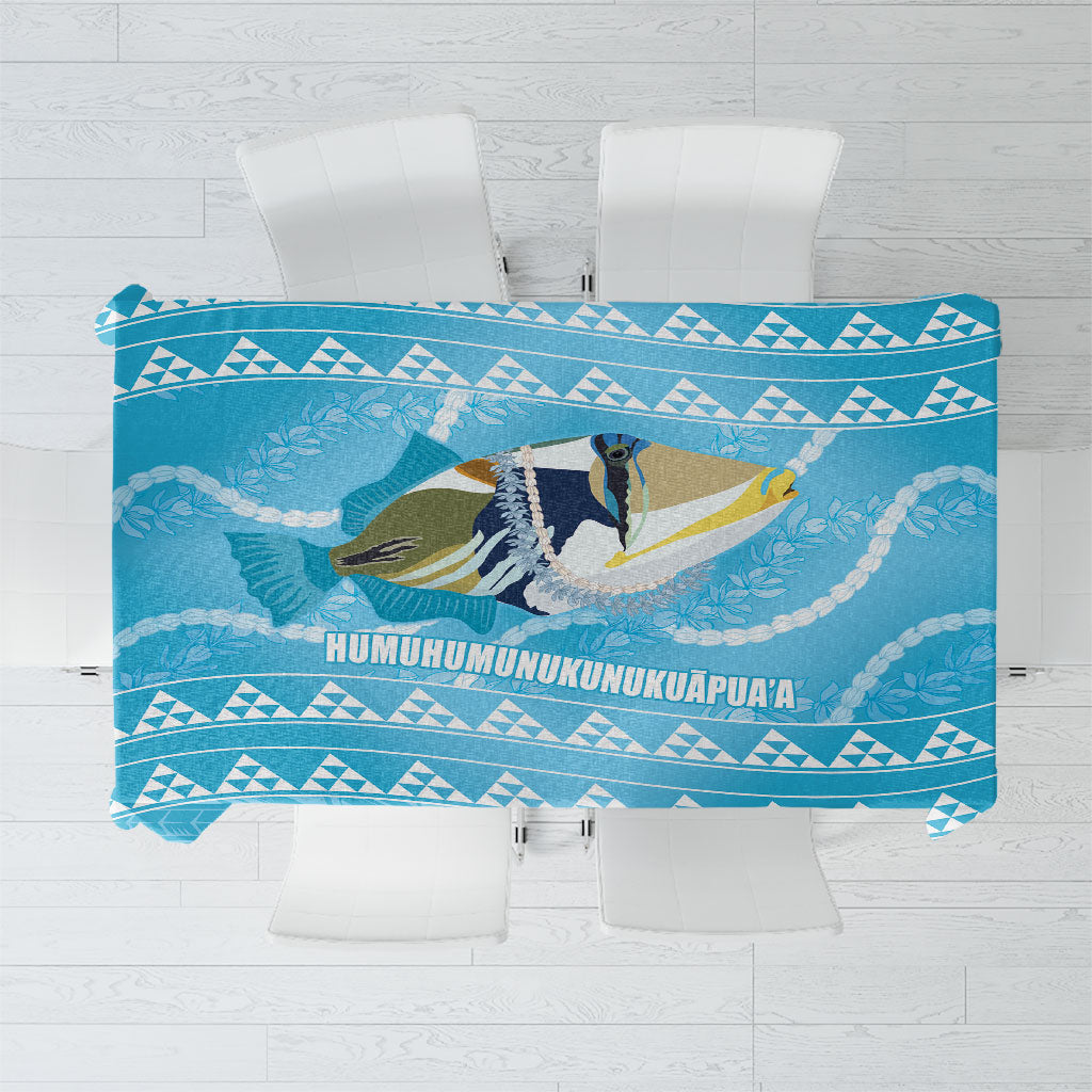 Aloha Hawaii Humuhumu Reef Triggerfish Tablecloth Hawaiian Leis Kakau Pattern LT14 Blue - Polynesian Pride