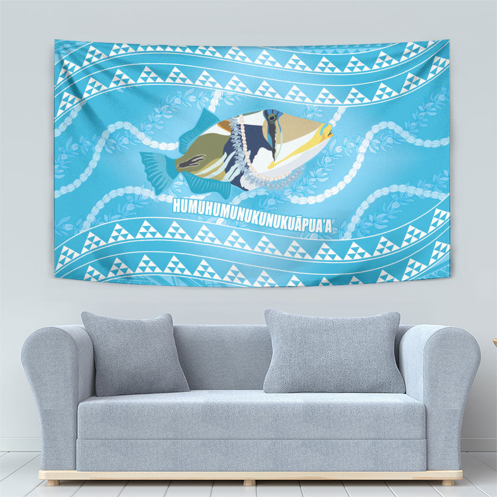 Aloha Hawaii Humuhumu Reef Triggerfish Tapestry Hawaiian Leis Kakau Pattern LT14 - Polynesian Pride