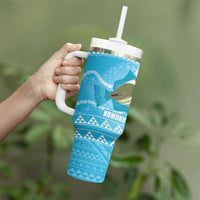 Aloha Hawaii Humuhumu Reef Triggerfish Tumbler With Handle Hawaiian Leis Kakau Pattern LT14 - Polynesian Pride