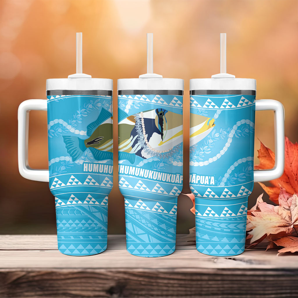 Aloha Hawaii Humuhumu Reef Triggerfish Tumbler With Handle Hawaiian Leis Kakau Pattern LT14 - Polynesian Pride