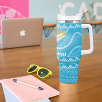 Aloha Hawaii Humuhumu Reef Triggerfish Tumbler With Handle Hawaiian Leis Kakau Pattern LT14 - Polynesian Pride