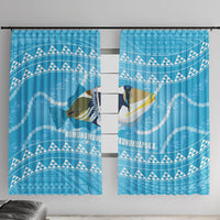 Aloha Hawaii Humuhumu Reef Triggerfish Window Curtain Hawaiian Leis Kakau Pattern LT14 With Hooks Blue - Polynesian Pride