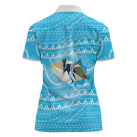 Aloha Hawaii Humuhumu Reef Triggerfish Women Polo Shirt Hawaiian Leis Kakau Pattern LT14 - Polynesian Pride