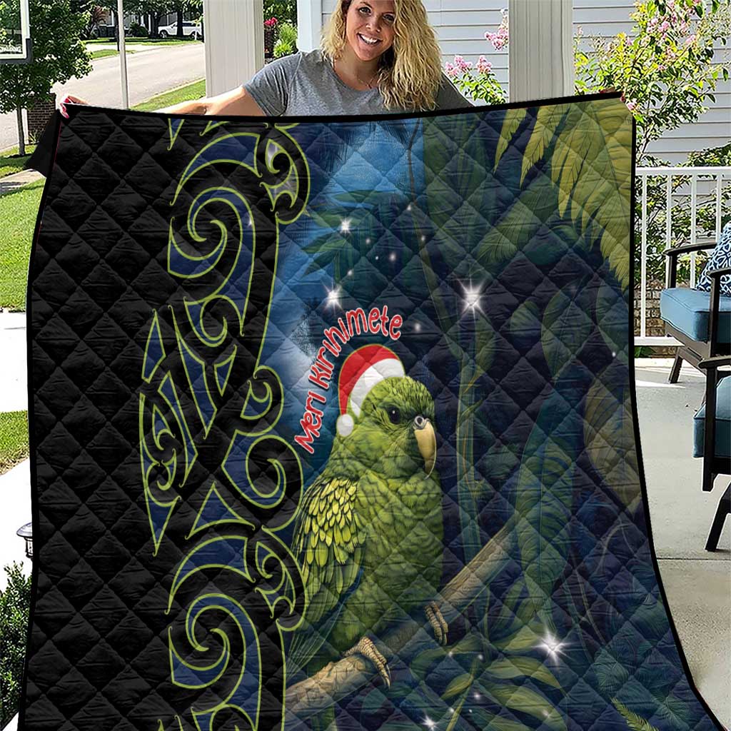 New Zealand Christmas Quilt Cute Kakapo Meri Kirihimete Maori Koru LT14 Blue - Polynesian Pride