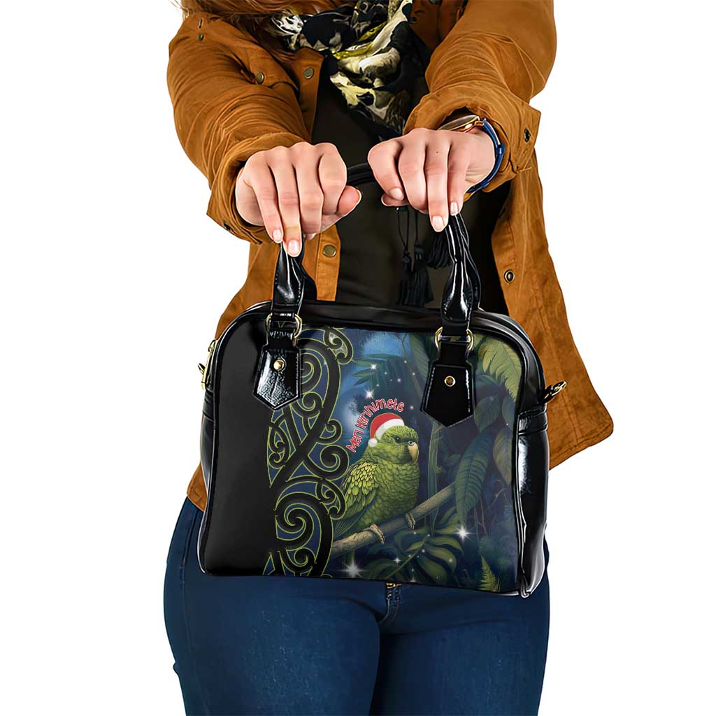 New Zealand Christmas Shoulder Handbag Cute Kakapo Meri Kirihimete Maori Koru LT14 One Size Blue - Polynesian Pride