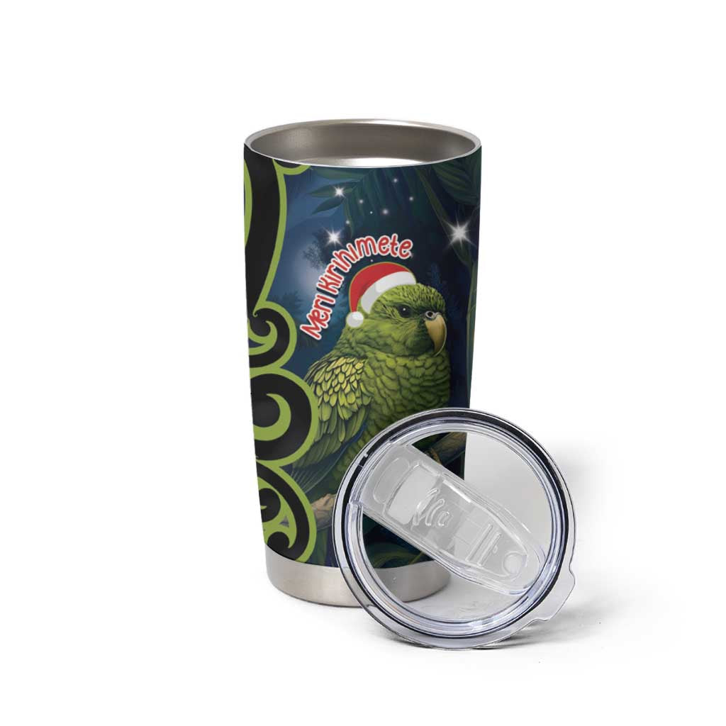New Zealand Christmas Tumbler Cup Cute Kakapo Meri Kirihimete Maori Koru