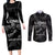 New Zealand Silver Fern Rugby Couples Matching Long Sleeve Bodycon Dress and Long Sleeve Button Shirt Aotearoa Godfather Proud Gone But Never Forgotten LT14 Black - Polynesian Pride