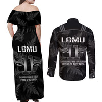New Zealand Silver Fern Rugby Couples Matching Off Shoulder Maxi Dress and Long Sleeve Button Shirt Aotearoa Godfather Proud Gone But Never Forgotten LT14 - Polynesian Pride