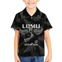 New Zealand Silver Fern Rugby Family Matching Long Sleeve Bodycon Dress and Hawaiian Shirt Aotearoa Godfather Proud Gone But Never Forgotten LT14 Son's Shirt Black - Polynesian Pride