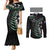 Personalised New Zealand Silver Fern Rugby Couples Matching Mermaid Dress and Long Sleeve Button Shirt Paua Shell With Champions Trophy History NZ Forever LT14 Black - Polynesian Pride