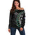 Personalised New Zealand Silver Fern Rugby Off Shoulder Sweater Paua Shell With Champions Trophy History NZ Forever LT14 Women Black - Polynesian Pride