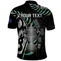 Personalised New Zealand Silver Fern Rugby Polo Shirt Paua Shell With Champions Trophy History NZ Forever LT14 - Polynesian Pride