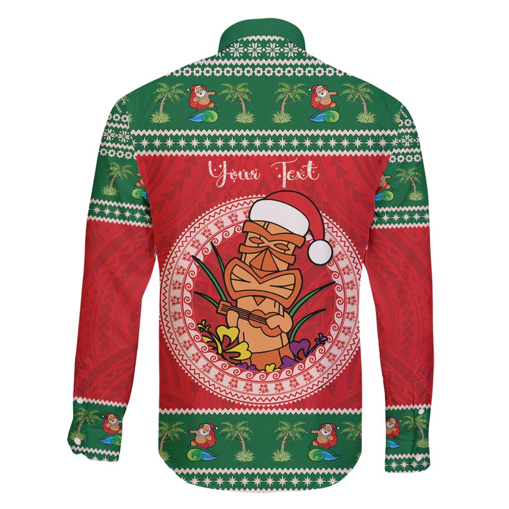 Personalized Hawaii Christmas Family Matching Off Shoulder Short Dress and Hawaiian Shirt Tiki Santa Mele Kalikimaka